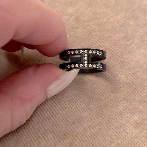 ✅Sleek high quality black  oxide finish double ring w/cutout & parallel bands - Picture 2 of 2